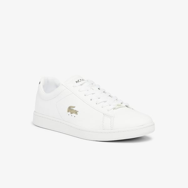 Lacoste Carnaby Evo Leather Platinum Sneakers - Tenisky Pánské Bílé / Bílé | CZ-7WdR68